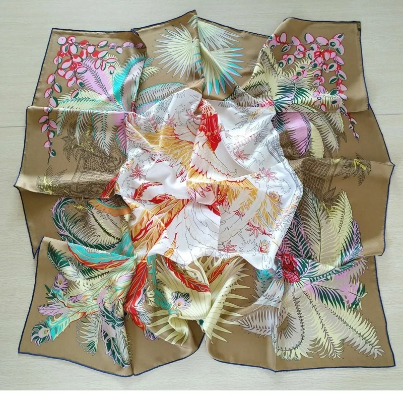 Женский шёлковый шарф с принтом Феникс 100% x см| |