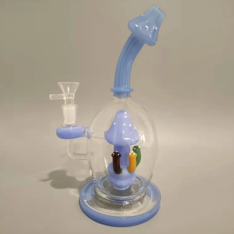 

24cm Glass Waterpipe Pipe Comes With 1pc Bowl Mushroom Shape Shisha Crystal Pipes Chicha Smoking Glass Dab Rig Hookahs Set