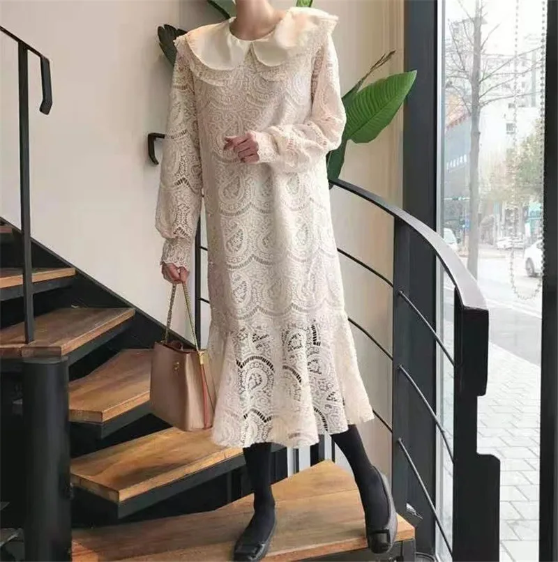 

Women's Dress Vintage Double Doll Collar Dress Female Fashion Tide 2021