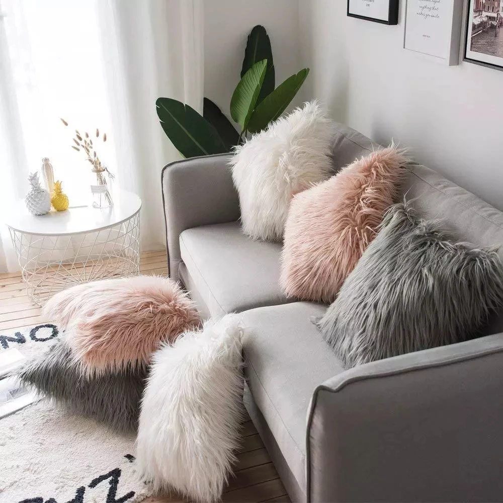 

Soft Fur Plush Cushion Cover Home Decor Pillow Covers Living Room Bedroom Sofa Decorative pillowcase 43x43cm shaggy fluffy cover