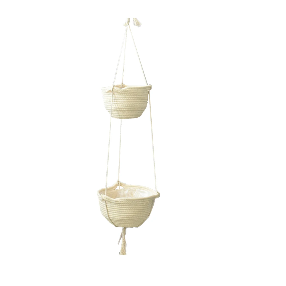 

Hanging Planter Plant Flower Pot Basket For Home Garden Handmade Hemp Rope Woven Storage Rack Double Layer Ornaments