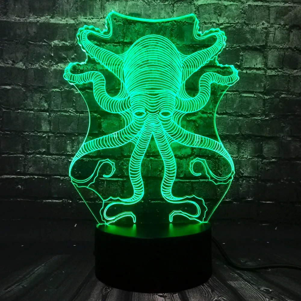 Яркие 3D животных Осьминог Каракатица RC USB светодиодный светильник Подводный мир