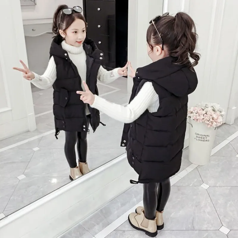 

Children Outerwear Coats for Girls Autumn Winter Girls Casual Vest Jacket Toddler Down Cotton Vest Sleeveless Kids Warm Jacket