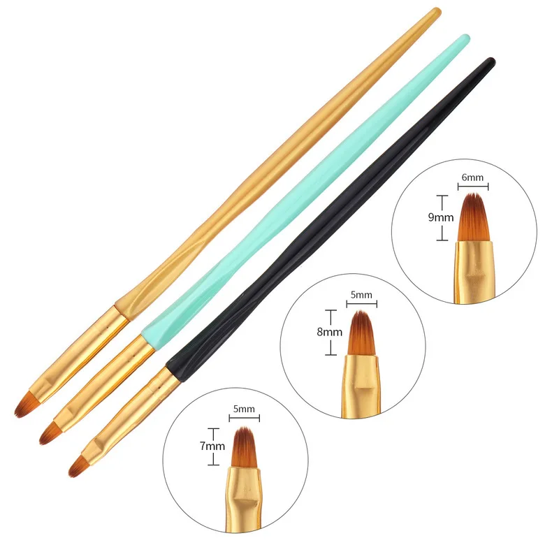 3 шт. Краски кисти дерево нейлон волос различной Размеры изогнутым наконечником
