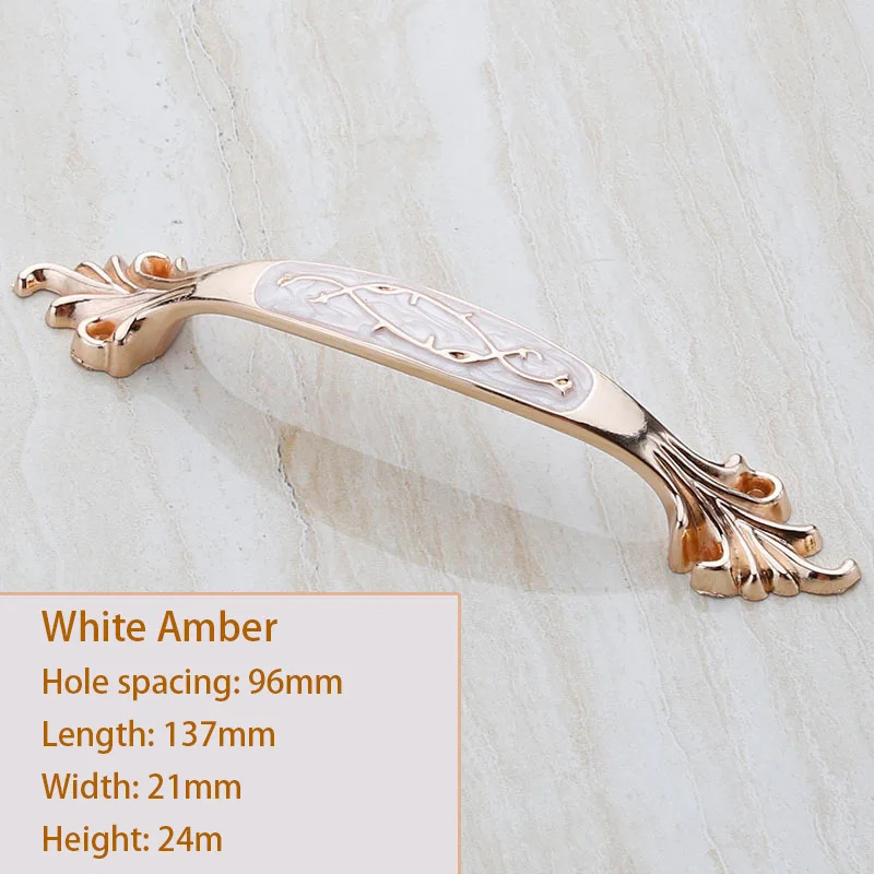 White Amber 96mm Мебельная дверная рукоятки и ручки шкафа ящика, кухонное оборудование аксессуары винтажный Шкаф Тянет, утолщенная Базовая белая ручка - Цвет: White Amber 96mm