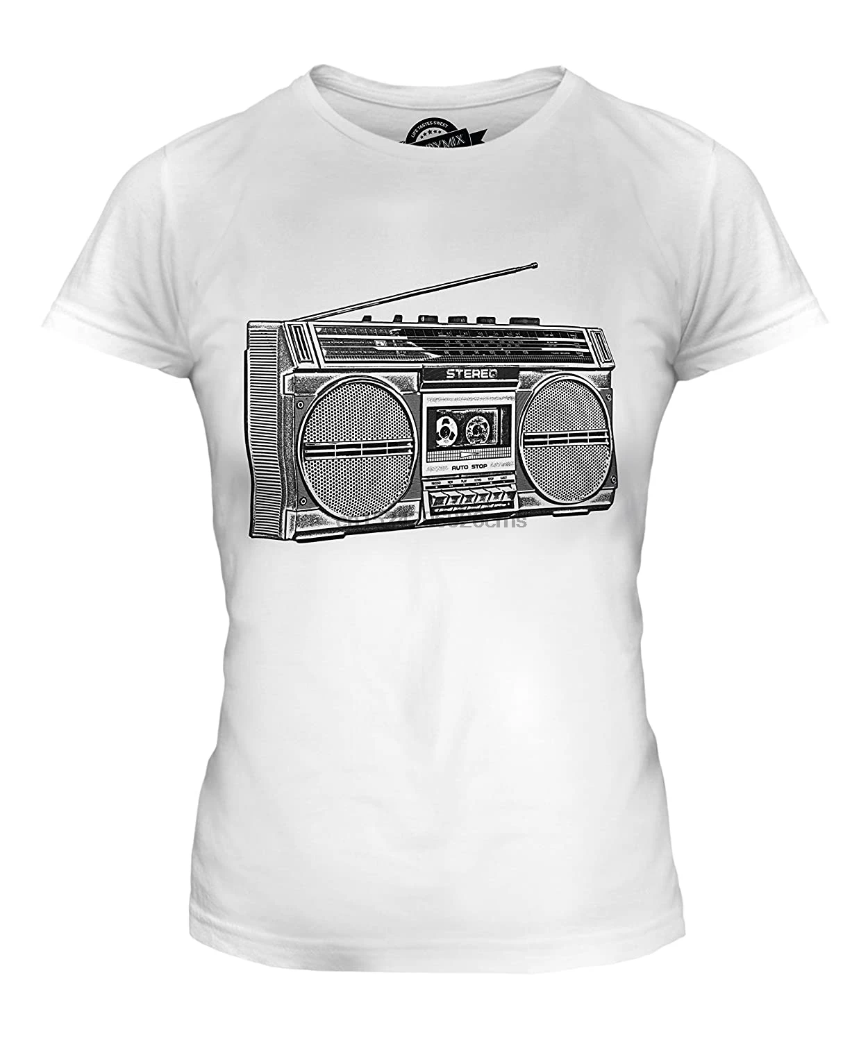 CandyMix Женский Ретро Бумбокс Кассетная лента проигрыватель эскиз футболка