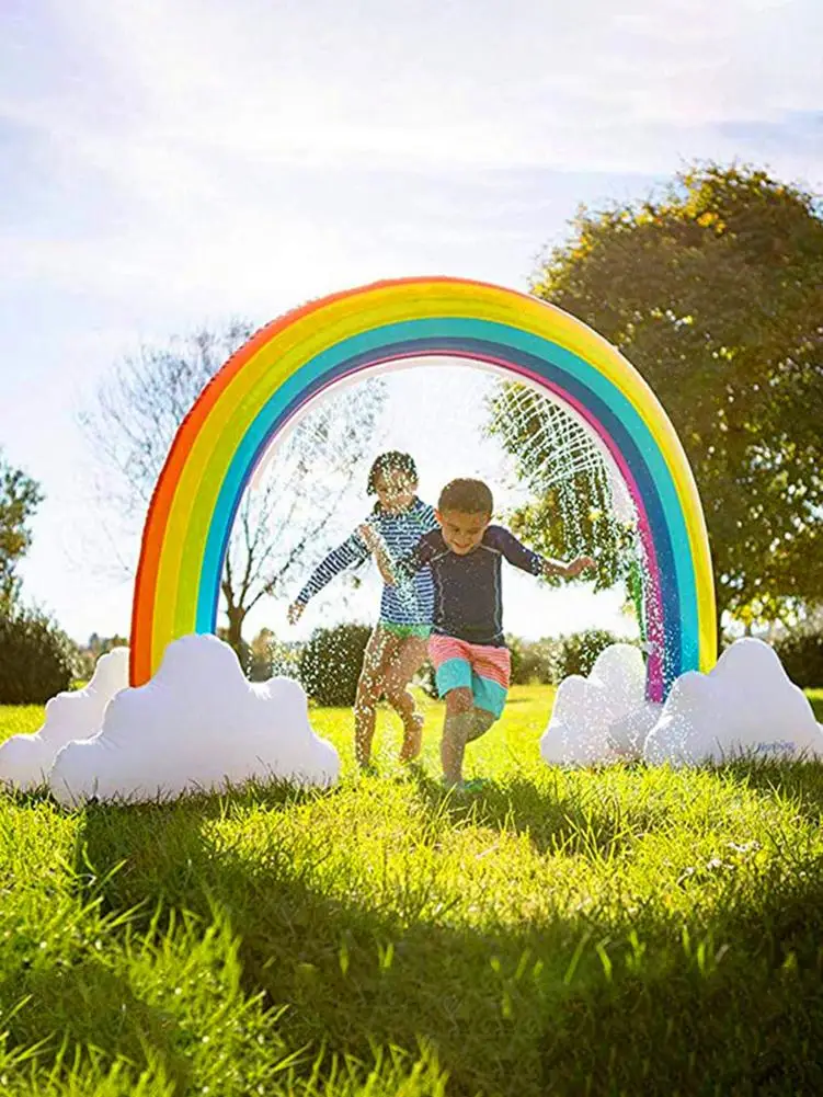 

Children's Inflatable Water Spray Rainbow Arch Children's Outdoor Lawn Paddling Toy Game Pad Inflatable Water Spray Use