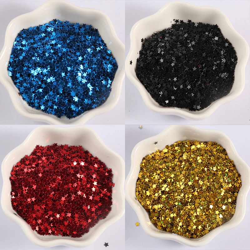 2 6-3 7 мм пентаграмма звезда Серебряный базовый материал блестки блеск пайетки