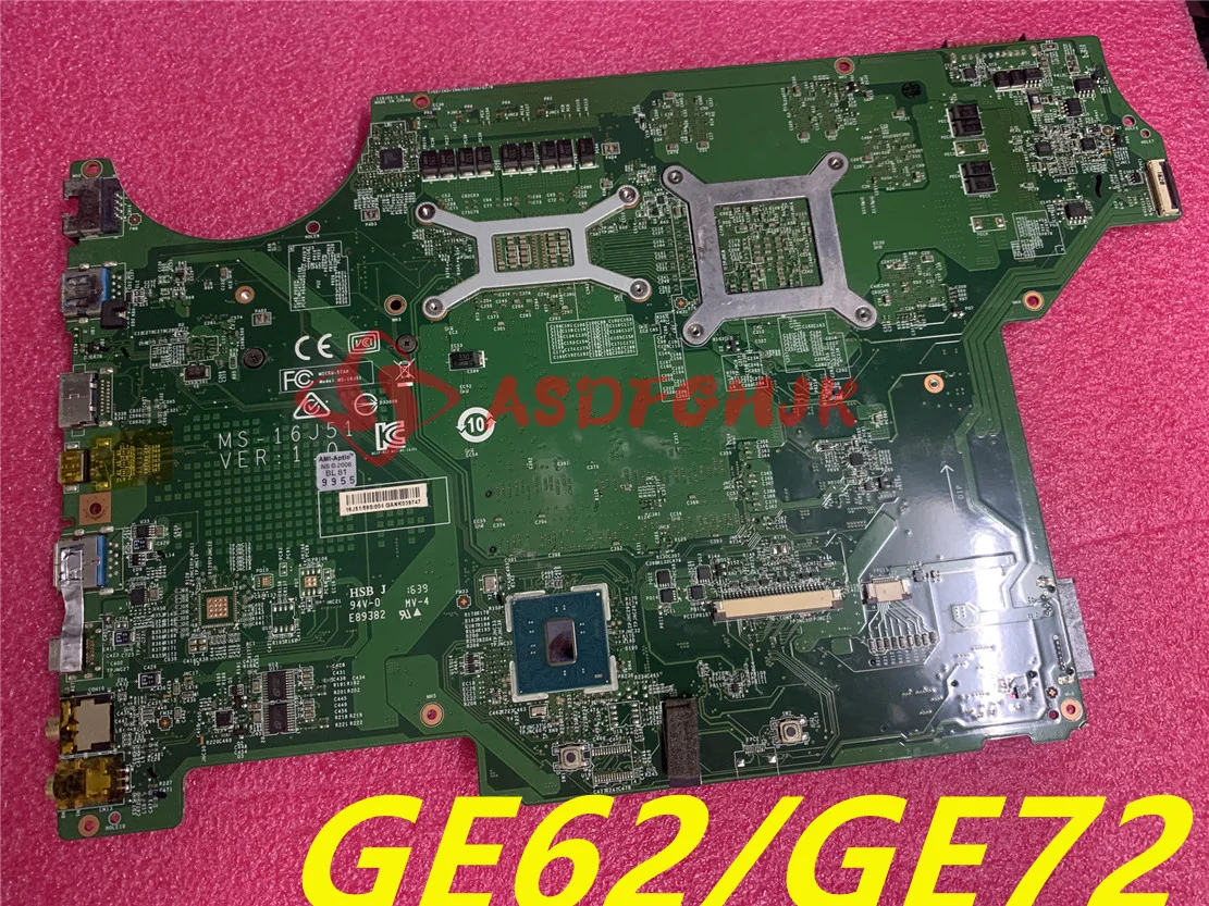 

Original MS-16J51 VER1.0 for MSI PE60 PE70 GE62 GE72LAPTOP Motherboard with I7-6700HQ and GTX960M 100% work