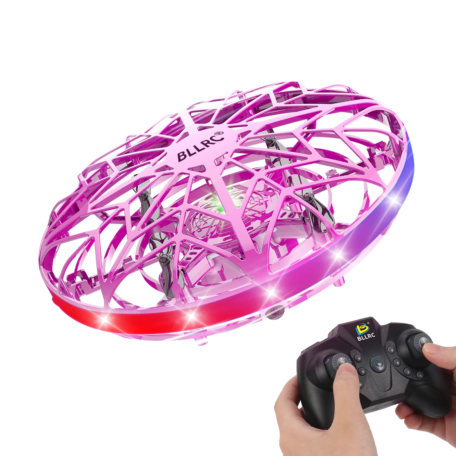 

Индукционный НЛО BLLRC F106A, игрушка для самолета с четырьмя осями, многоточечная индукция, умное искусство на один бросок и полет, розовый цвет