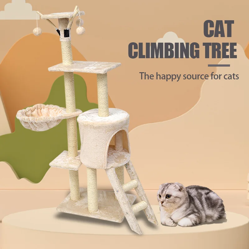 

The Large Cheap Design Natural Wooden Pets Cats Climbing Trees And Sisal Post Scratching Tower For Manufacturer Hot Wholesale