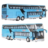 simulation double decker bus modelhot sale 150 travel bus alloy modelchildrens sound and light pull back toysfree shipping