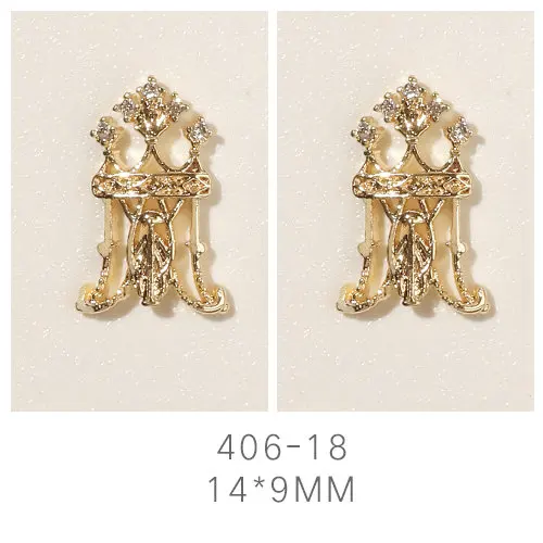 406-18 Последние 5 шт/партия металлические украшения для дизайна ногтей с роскошными цирконовые Стразы сплав для дизайна ногтей аксессуары из цирконов кулоны для ногтей - Цвет: 406-18