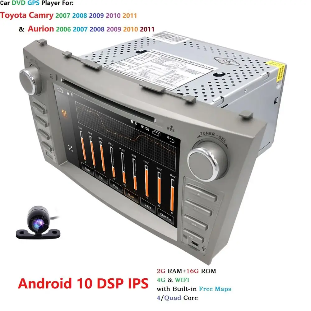 1024*600 2Din четырехъядерный 8 &quotAndroid 10 автомобильный DVD GPS навигация для Toyota Camry 2007 2008