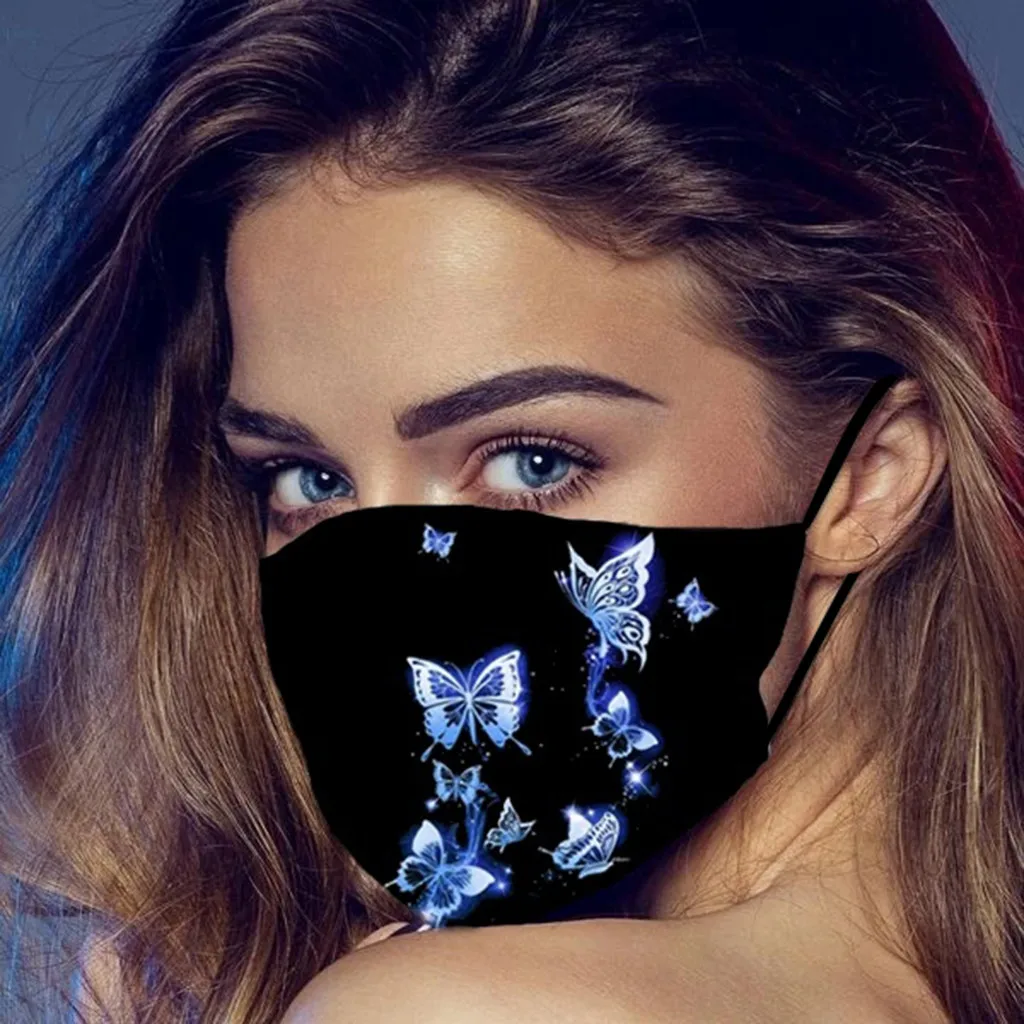 

5pcs Reusable cotton Masks butterfly printed Washable Breathable Mask Pollution proof anti-haze coldproof Masks adult protect