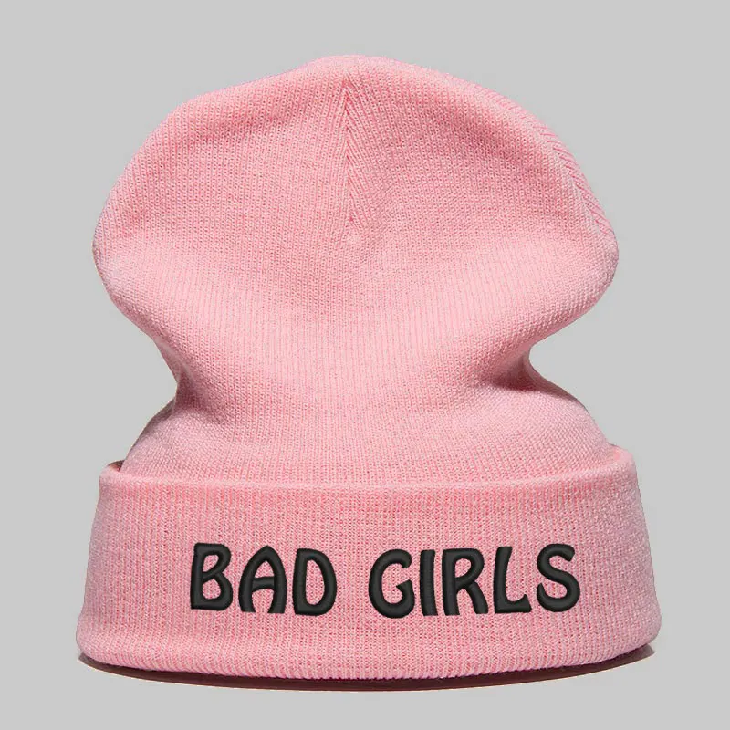 Beanie шляпа Skullie шапка, вязаная шапка-носок Зимняя Вышивка в стиле панк Для мужчин Для женщин подростков уличных танцев забавные персонализированные Csutomized плохие девчонки