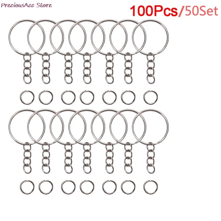 100 шт./50 комплектов брелоков раздельные кольца для прыжков рукоделия ювелирный
