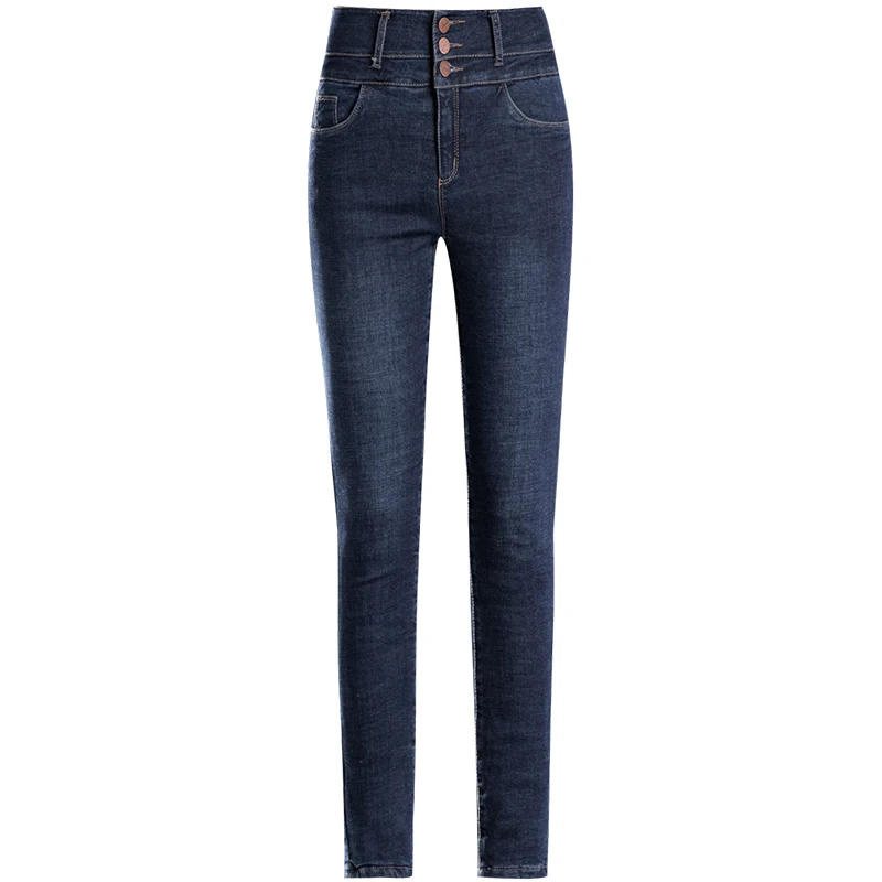 

Free shiping women warm skinny jeans high waist full length high quality pencel pants for winter