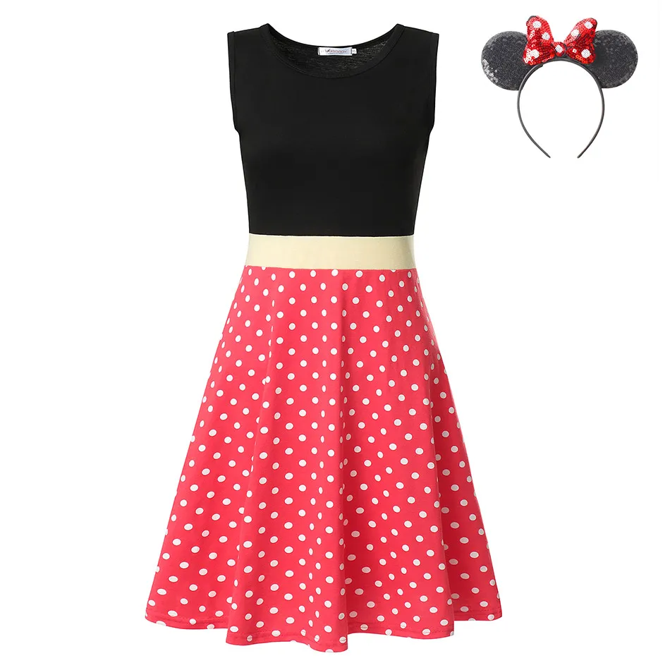 Minnie S-M-L-XL-XXL платье принцессы взрослая Эльза Анна Белль мама Ариэль Рапунцель платья Минни Бо Peep Maleficent ролевые игры одежда для вечеринок - Цвет: Minnie