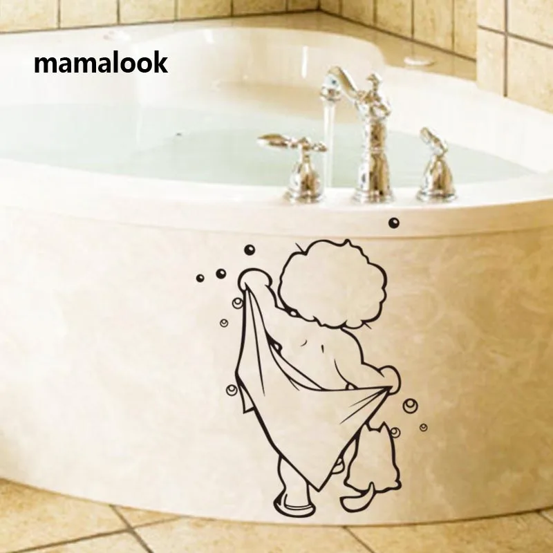 

Shower Glass Door Stickers Kids Bathing Wall Stickers Cute Waterproof Removable for baby Bathroom Decor Stickers Wall Art Decals