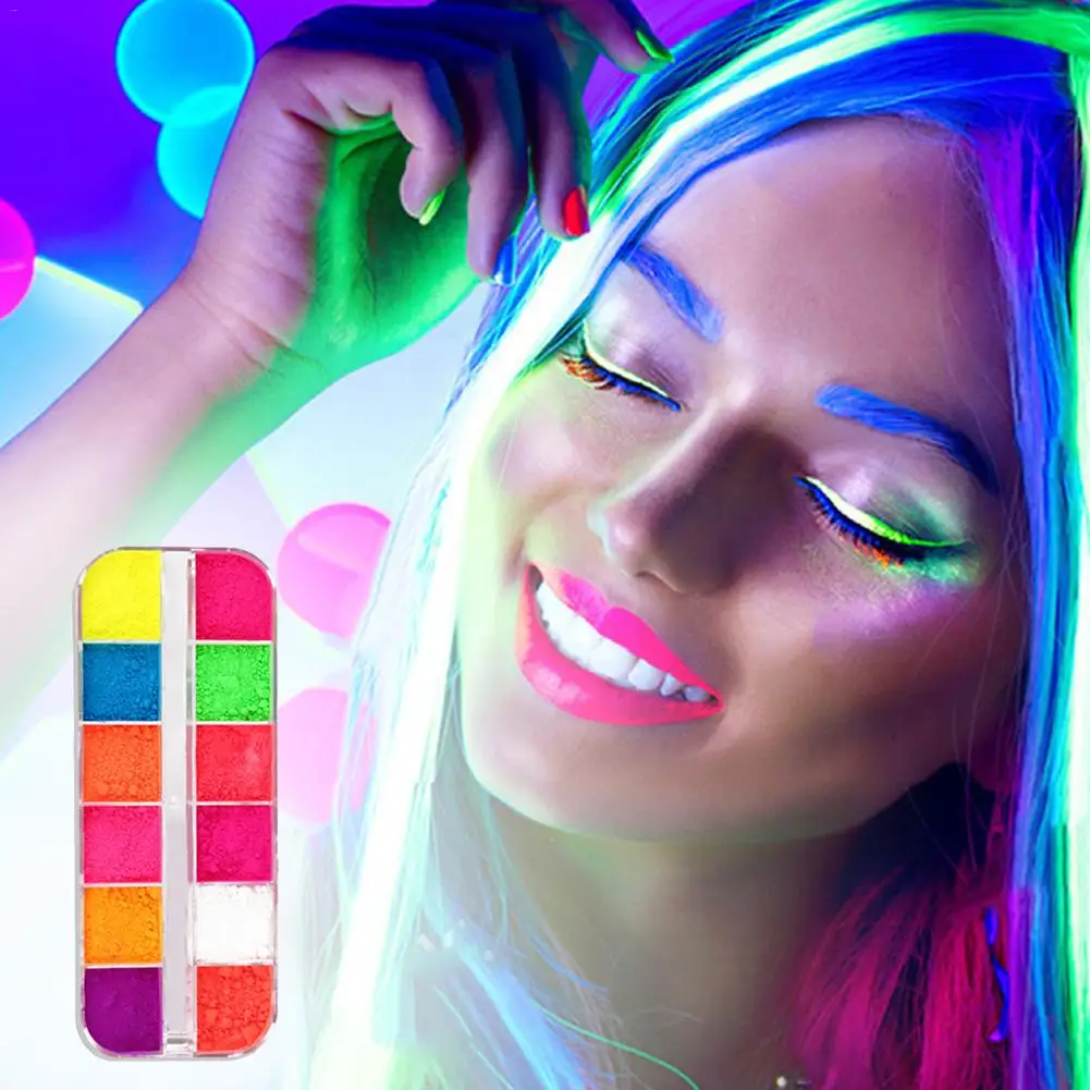 1pcs Rainbow Pure Color Nail Glitter Powder Fluorescent Neon Phosphor Effect Dust Art Pigment Party Decoration | Красота и здоровье