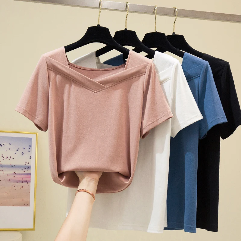 

AOSSVIAO футболка с коротким рукавом женская одежда 2021 летние топы Футболка женская розовая футболка с коротким рукавом Корейская Сексуальная ...