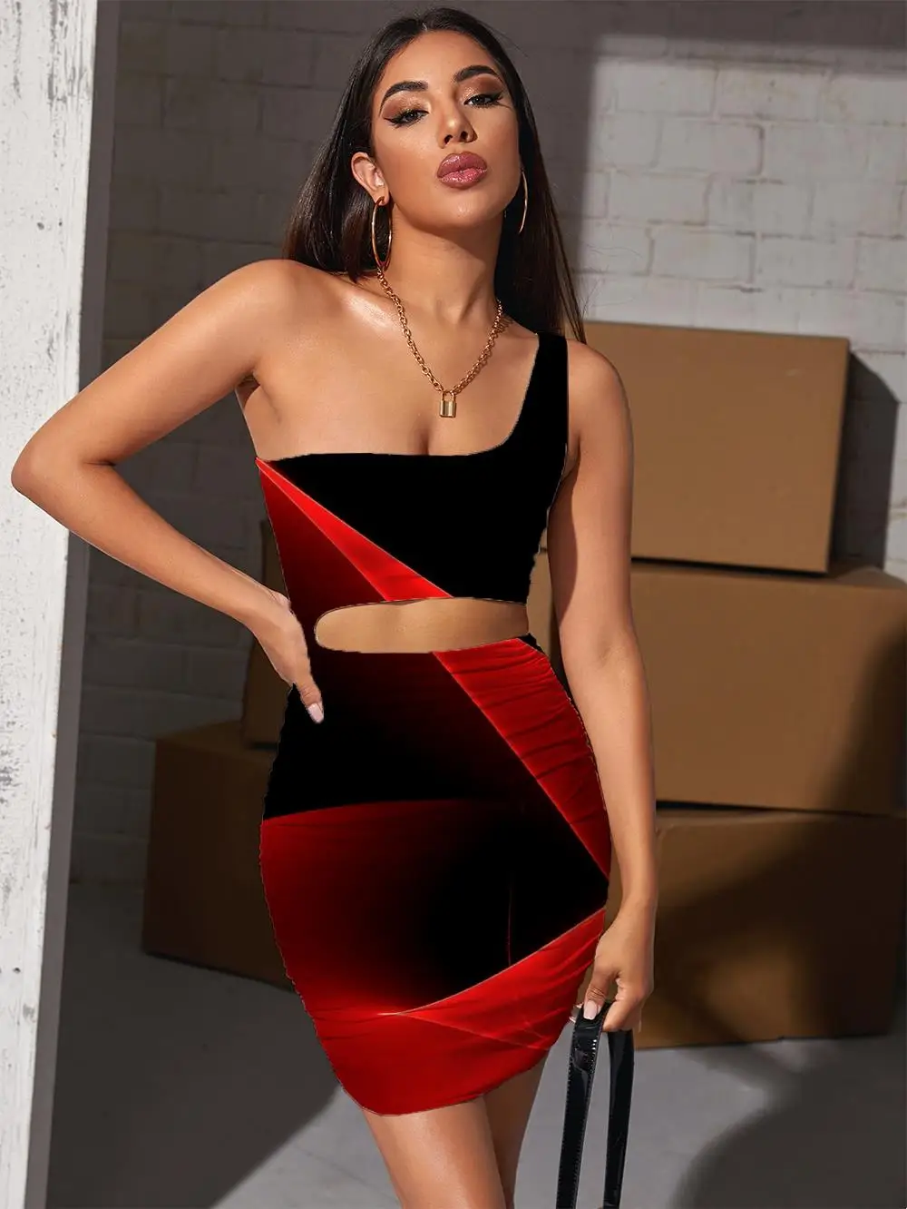 

Giyu Brand Abstract Dress Women Psychedelic Bodycon Dress Art Hollow out Dresses Harajuku Halter Sleeveless Womens Clothing