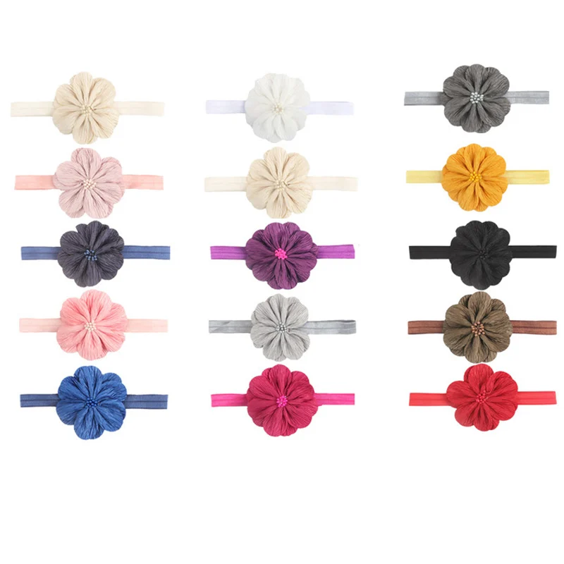 Новинка 2019 плиссированные детские аксессуары для волос с большим цветком