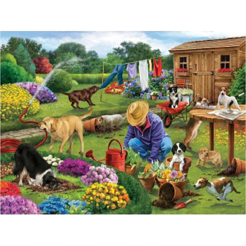 Алмазная 5D картина сделай сам с квадратными и круглыми стразами рисунком собаки