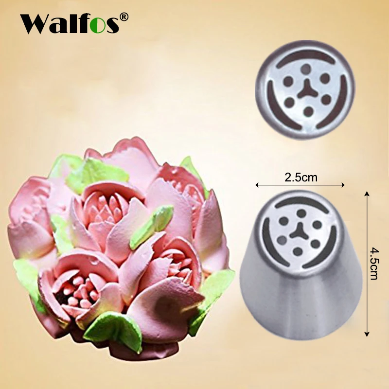 

Walfos 7 Pc/Russian Stainless Steel Set Tulip Piping Nozzles Pastry Decorating Tips Cake Decorating Rose Tools
