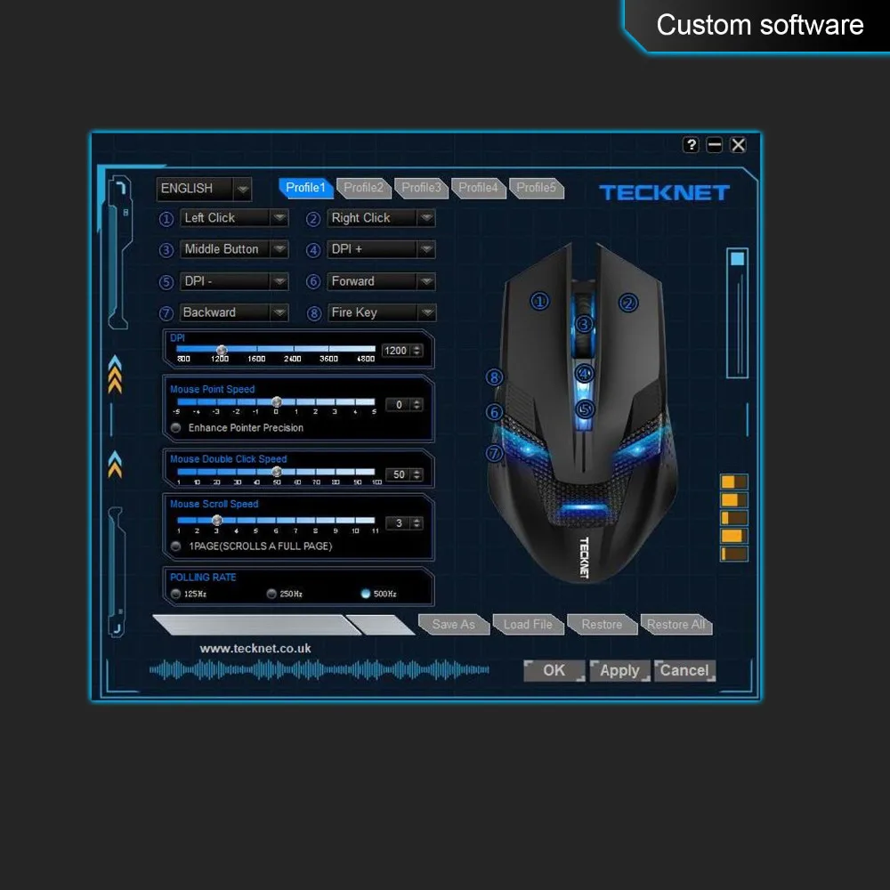 TeckNet программируемая игровая беспроводная мышь 2,4 ГГц RAPTOR светодиодный подсветка 4800 dpi 8 кнопок USB Nano приемник Prime Беспроводные мыши