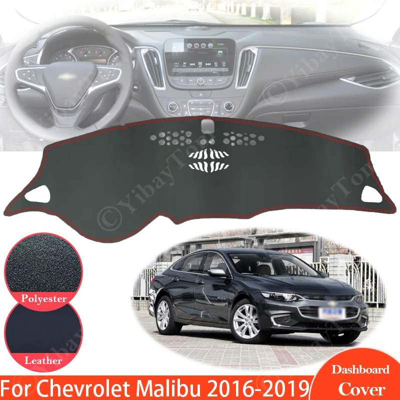 Alfombrilla de cuero antideslizante para Chevrolet Malibu, cubierta de salpicadero, parasol, alfombra, accesorios de coche, 2016 ~ 2019 9th Gen MK9