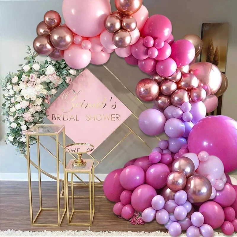 

127pcs/set Pink Chrome Rose Gold Balloon Arch Garland Wedding Birthyday Baby Shower Party Background Decor Globos Kids Toys