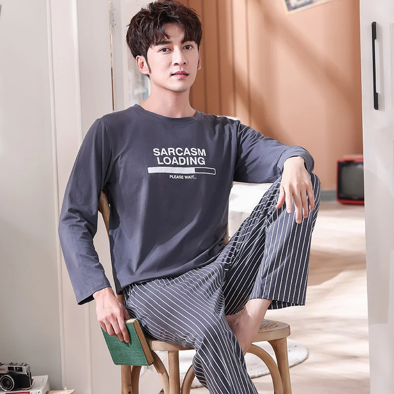 Новая акция сексуальные пижамы для мужчин Классическая легкая ночная рубашка с