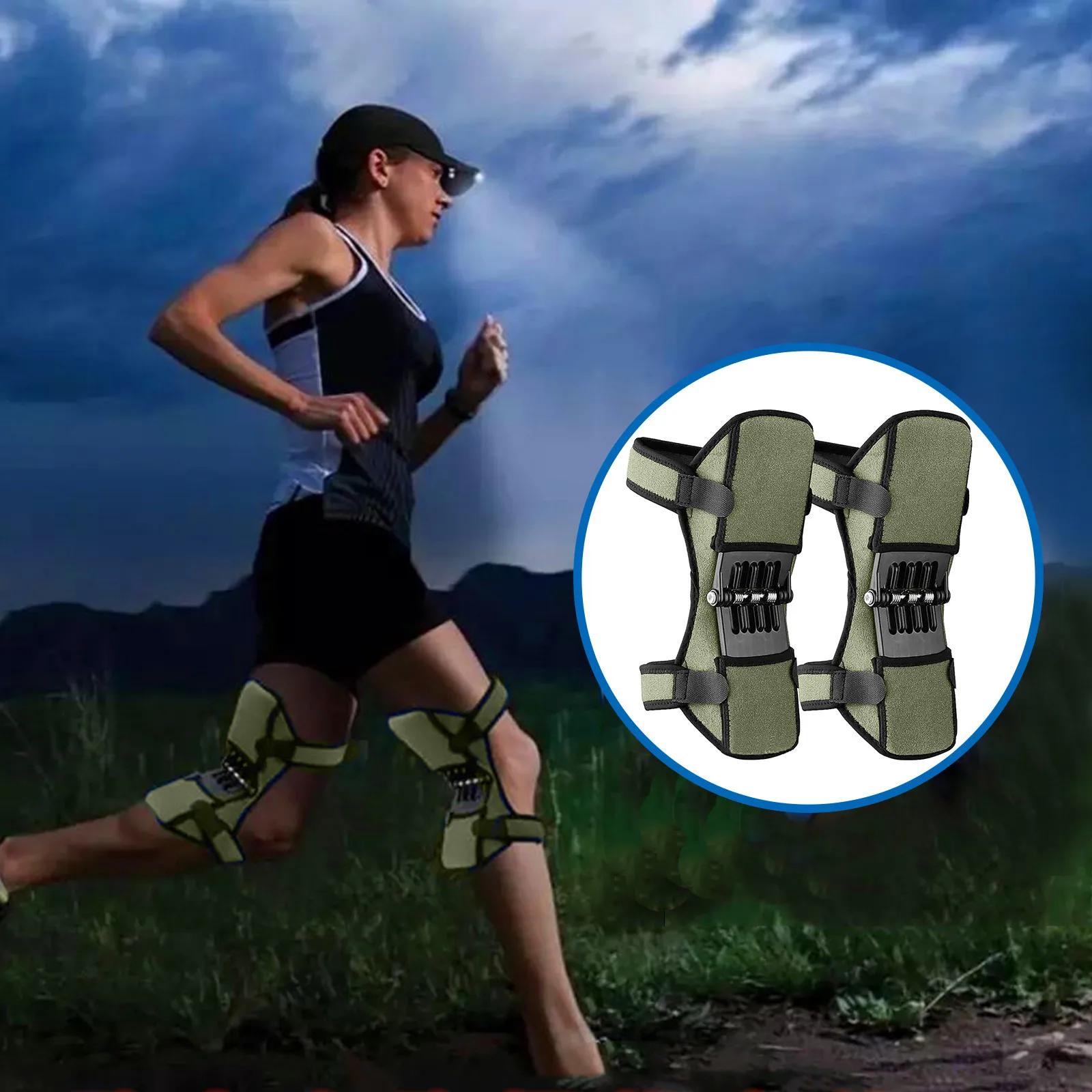 

Non-slip Joint Support Knee Pads Knee Patella Strap Breathable Power Lift Spring Force Knee Booster Tendon Brace Band Pad 4