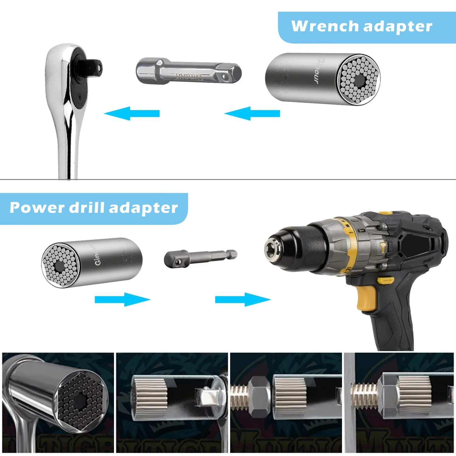 

Universal Socket Grip Adapter Grip Socket Set Ratchet Wrench Power Drill Adapter 7-19mm 9-27mm 11-32mm Professional Repair Tools