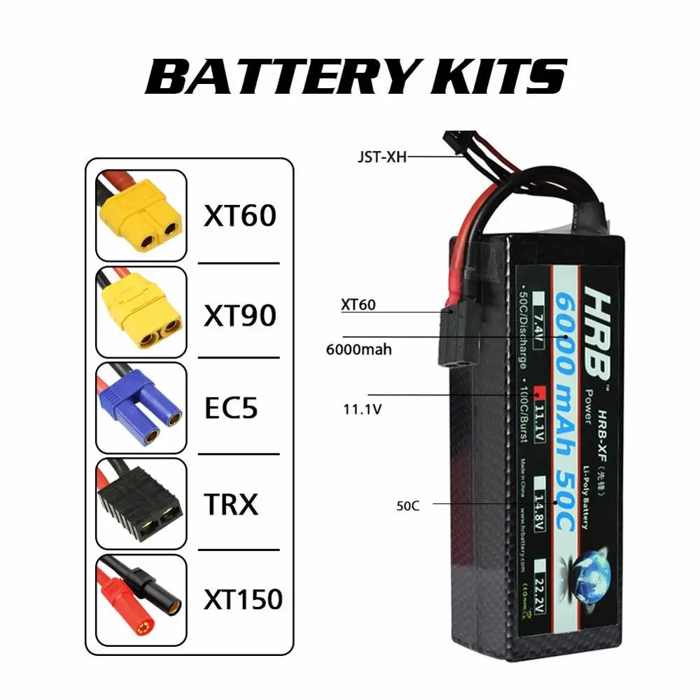 2 шт hrb 3s lipo аккумулятор 111 в 6000 мач 50c же