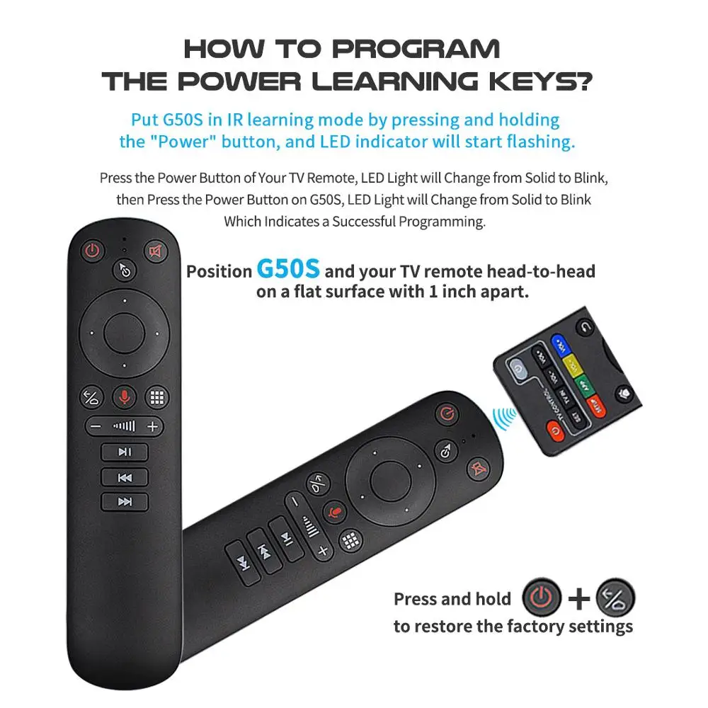 G50S 2 4G USB Air Remote Mouse гироскоп Smart Android TV Box Беспроводная мощность ИК обучение Google Voice