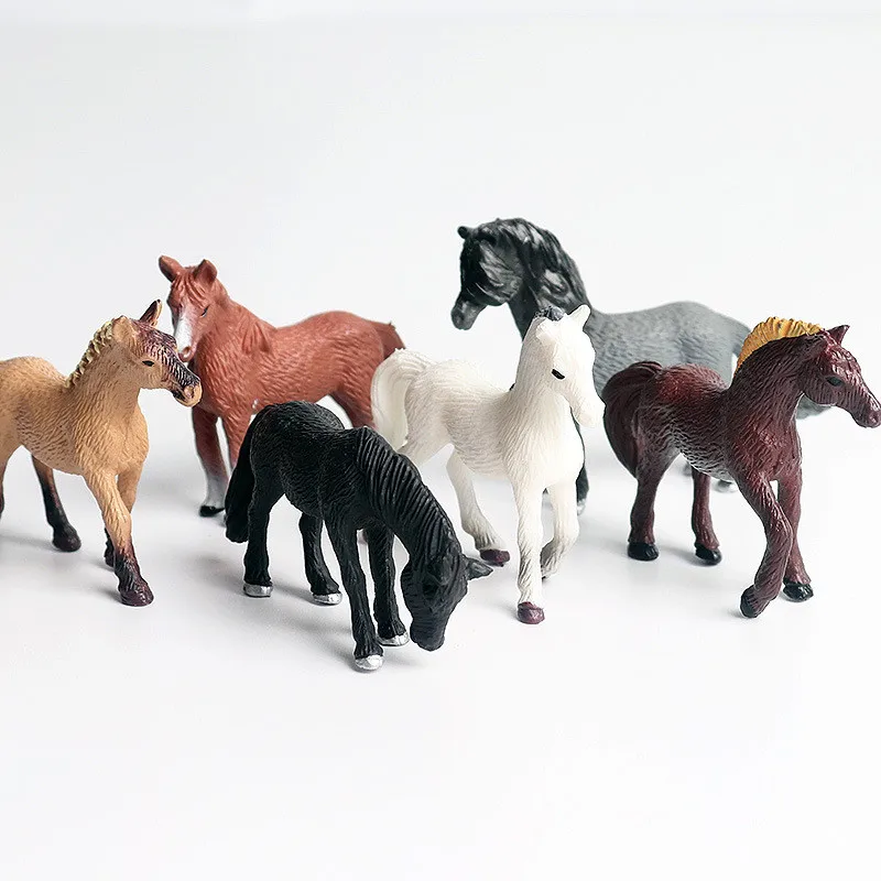 

6 PCS Toy Horse Children's Toy Horse Wild Horse A Thousand Mile Horse Race Cartoon Dolls Presents for Children