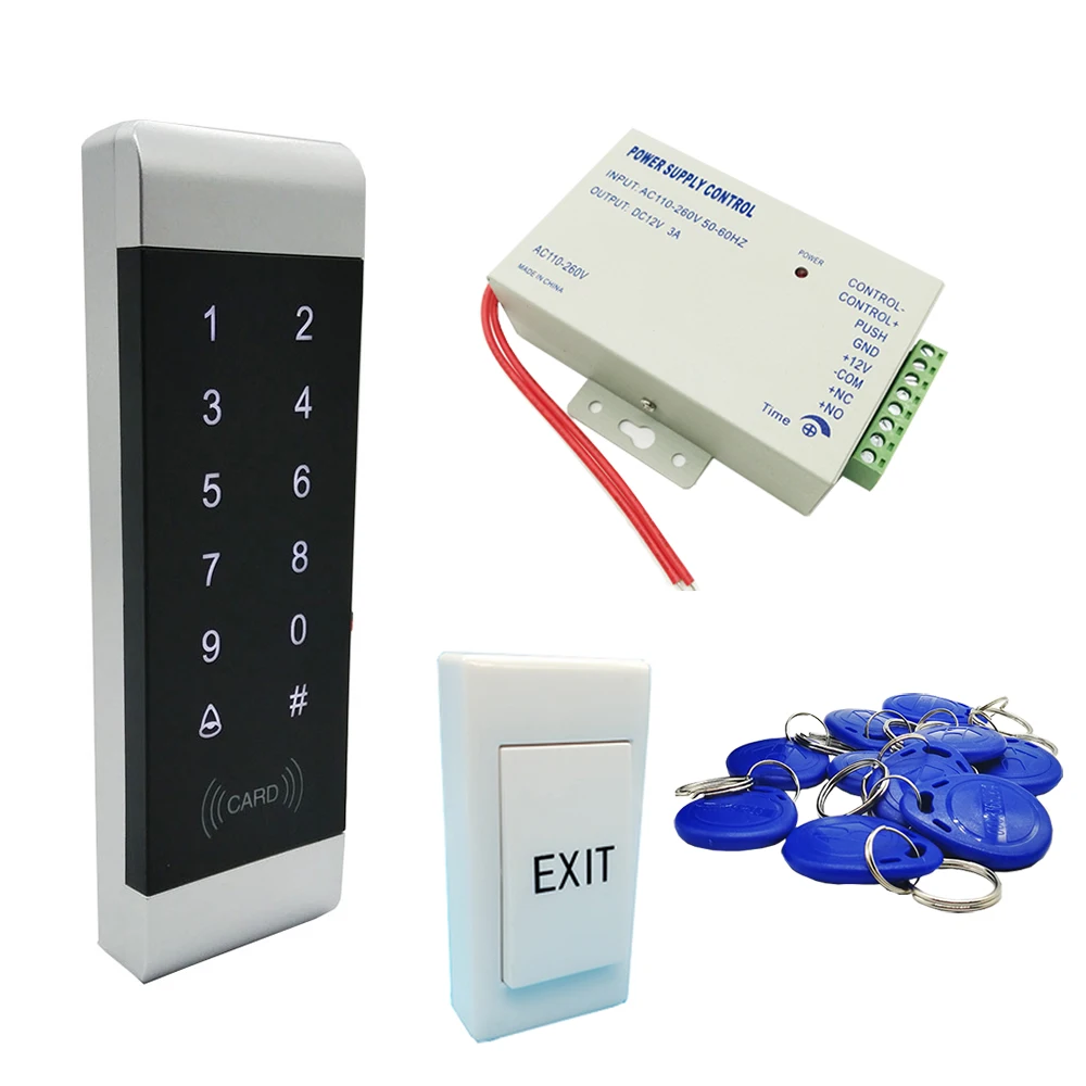 

DIY Полный 125 кГц Rfid система управления дверным замком 350lbs 180 кг Электрический магнитный замок + блок питания + кнопка выхода + брелоки