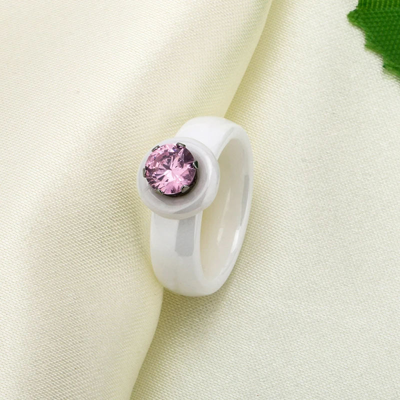 Блестящие Элегантные керамические кольца Стразы розового цвета для дам женское