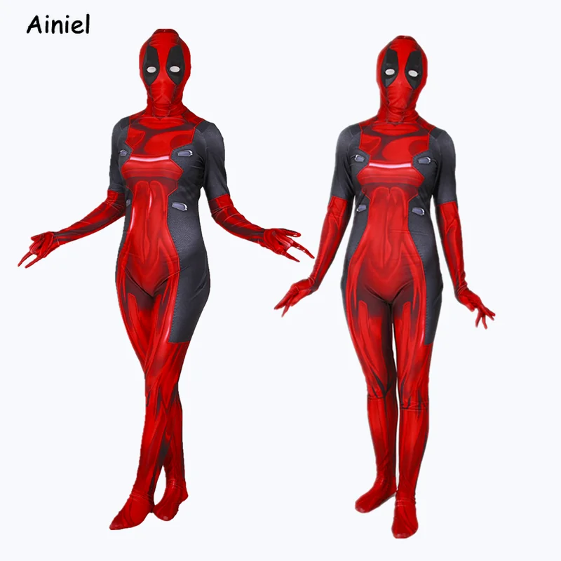 Фильма Дэдпул Рубашки Косплэй костюм зентай для дам с принтом Deadpool супергерой