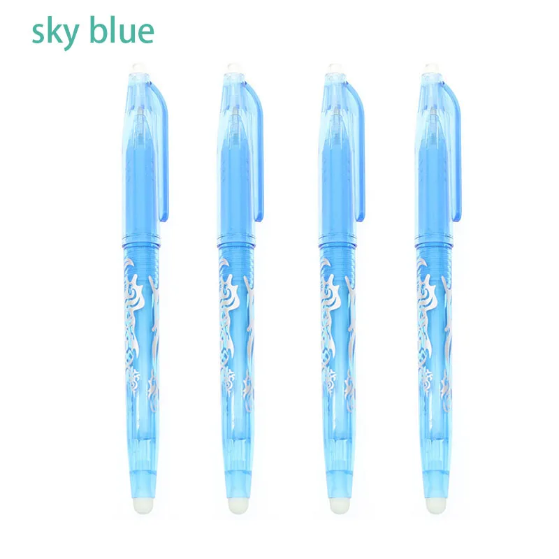 sky blue 4pc 4 шт./компл. Студенческие канцелярские принадлежности 8 стилей Радужная стираемая ручка бестселлер креативный рисунок шариковая ручка гелевая ручка заправка подарочный набор - Цвет: sky blue 4pc