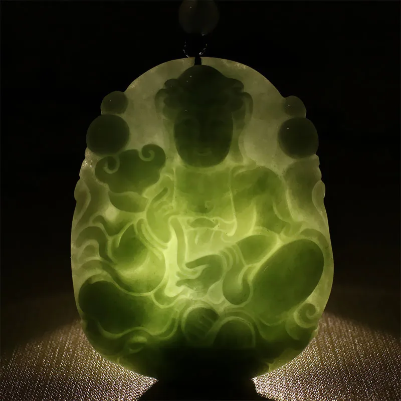 

Genunine Burma jadeite jade hand-carved guanyin green jade pendant jade necklace women pendants jade jewelry top brand