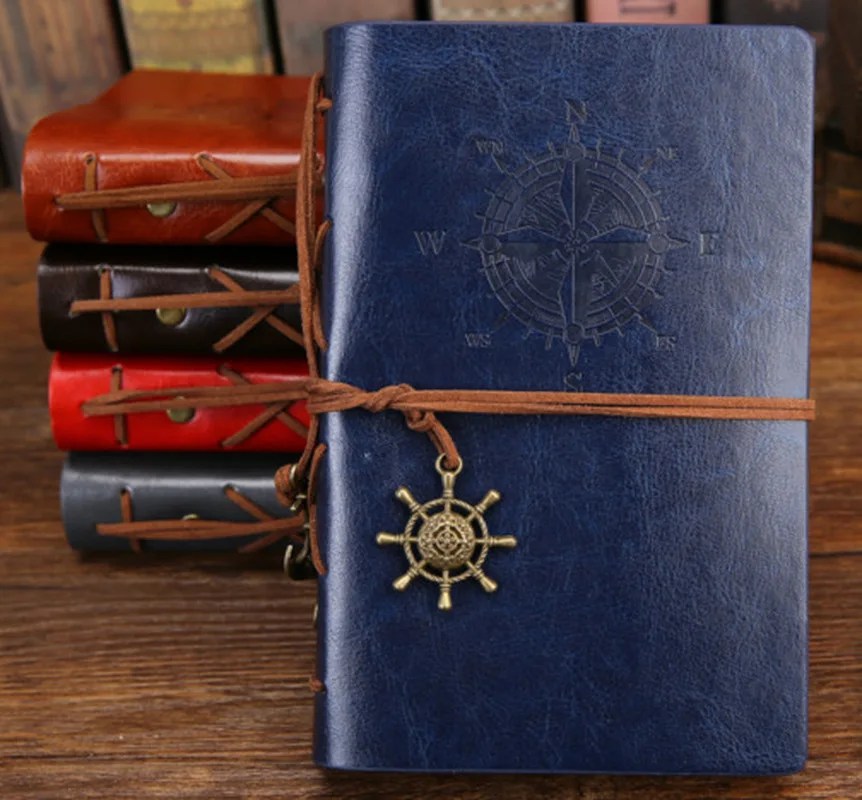 Блокнот на спирали дневник записная книжка Винтаж Пираты Якоря PU кожа сменная