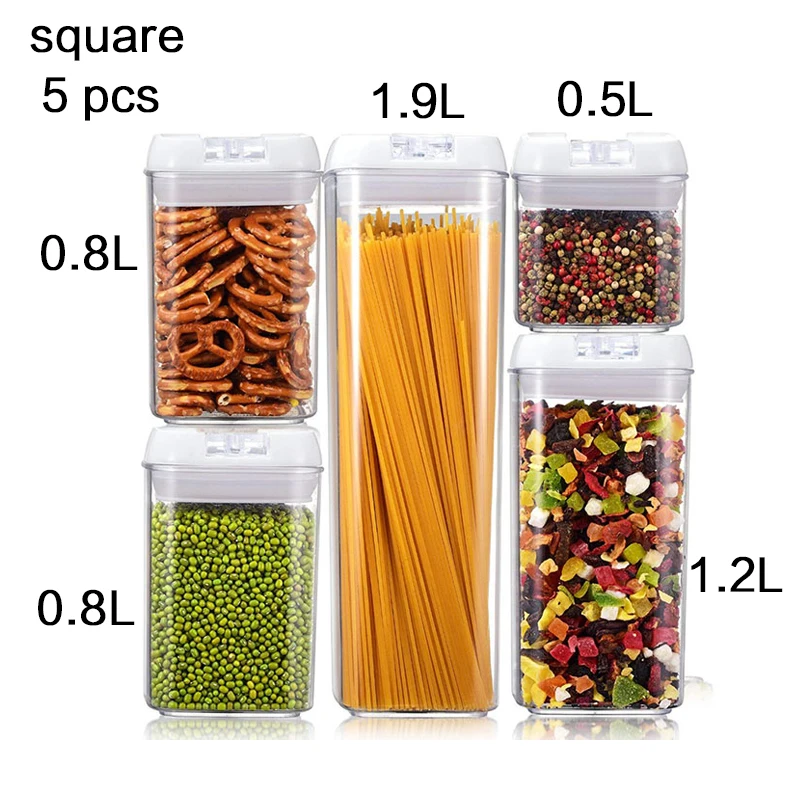 5 шт набор контейнер для хранения еды крупы пластиковый бутылка кухни бутылки