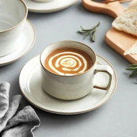 coarse pottery mugs coffee cups 250 400ml ceramic mug househould handgrip cup retro saucer drinkware eco friendly