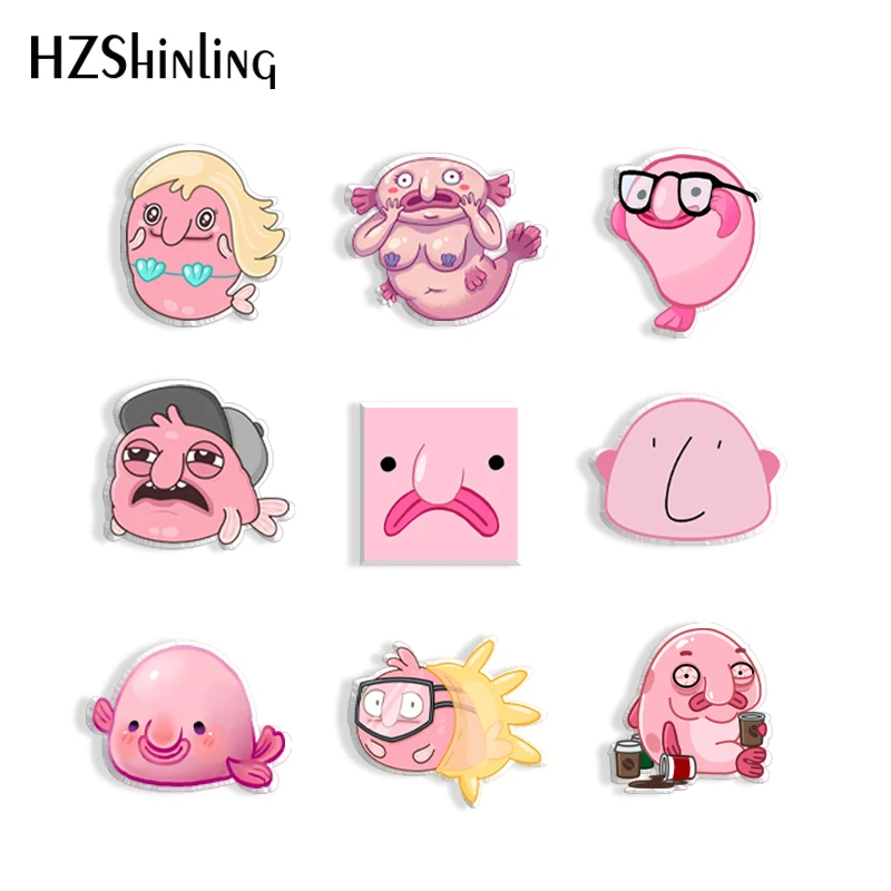 

Funny Blobfish Ocean Animal Resin Epoxy Acrylic Brooches Jewelry for bags Decor