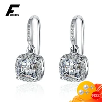 fuihetys korean earrings 925 silver jewelry with zircon gemstone drop earrings accessories for women wedding party promise gift