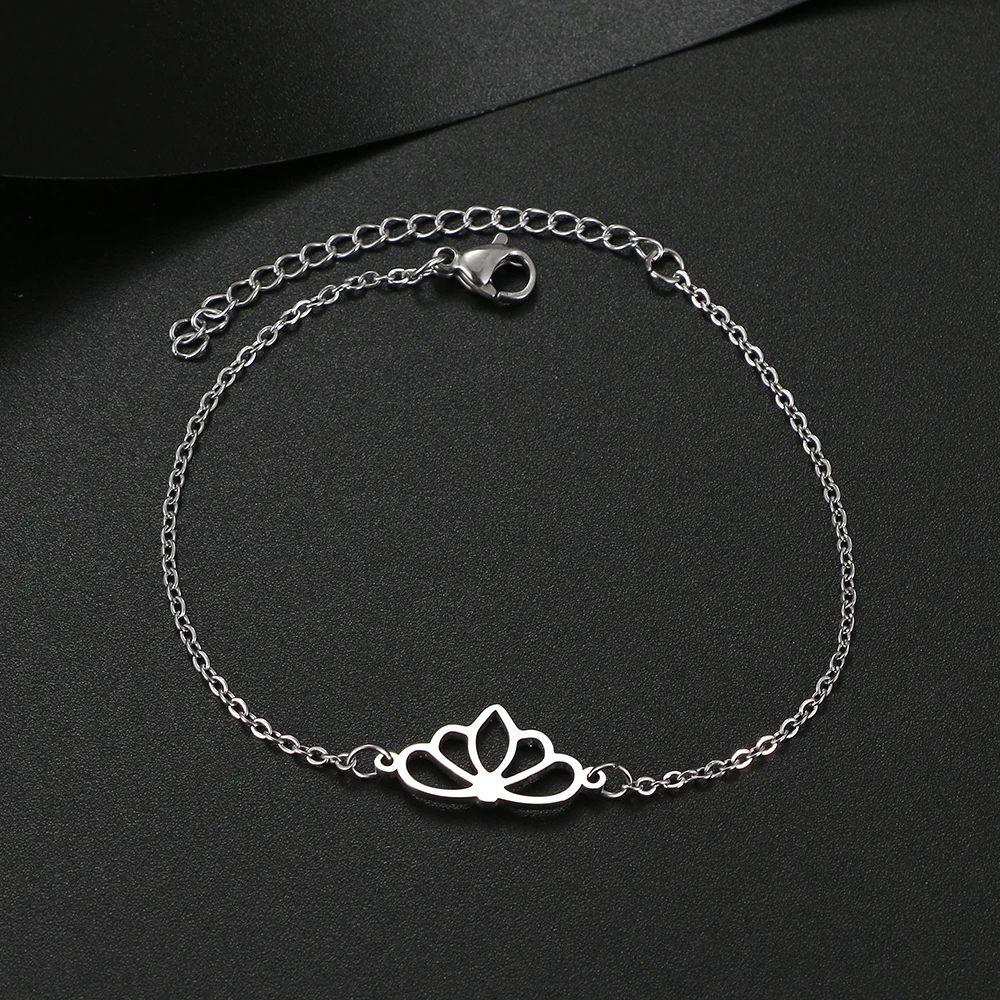 Классические изысканные браслеты из нержавеющей стали с лотосом модная цепочка